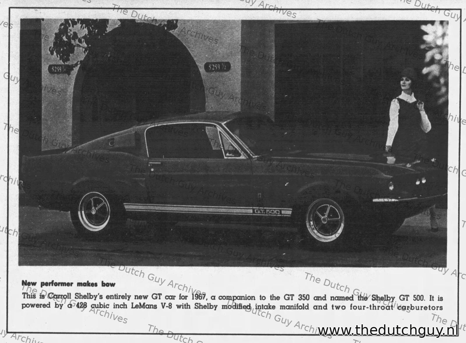 Newspaper cutting introducing Carroll Shelby’s new GT500, 26 February 1967