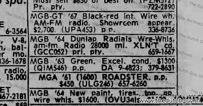 MGB 1964 classified, 11 June 1968, 659-1667