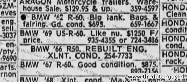 BMW R60 classified, 24 August 1969, 659-1667