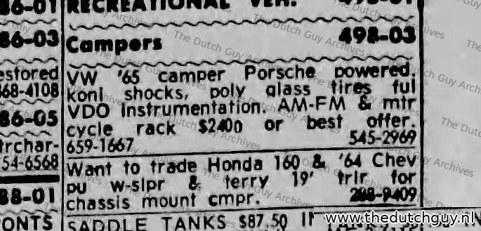 VW camper classified, 17 February 1970, 659-1667