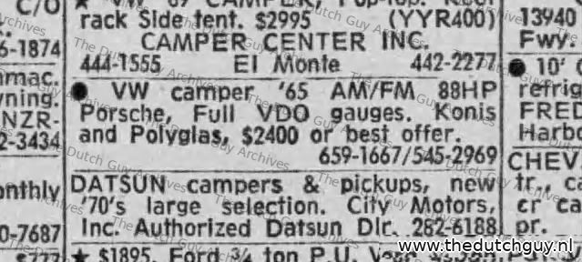 VW camper classified, 20 February 1970, 659-1667