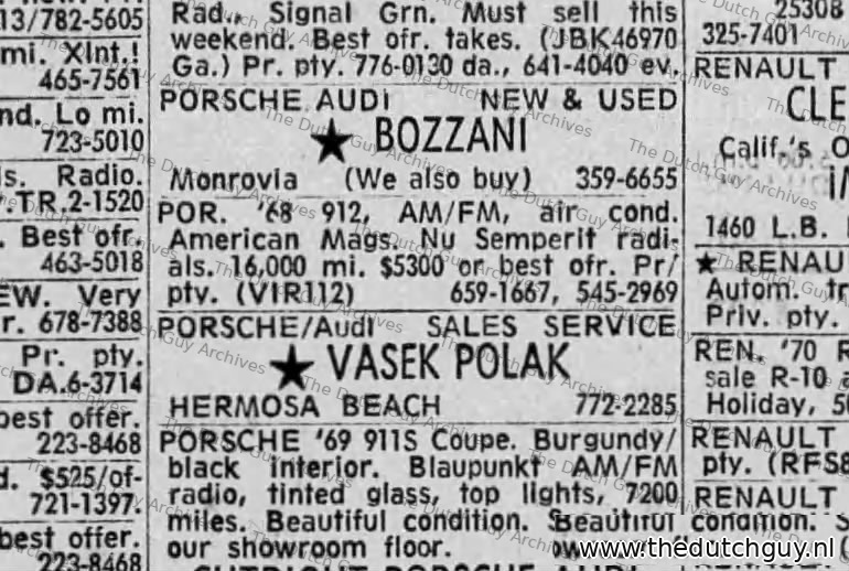 Porsche 912 classified, 21 February 1970, 659-1667