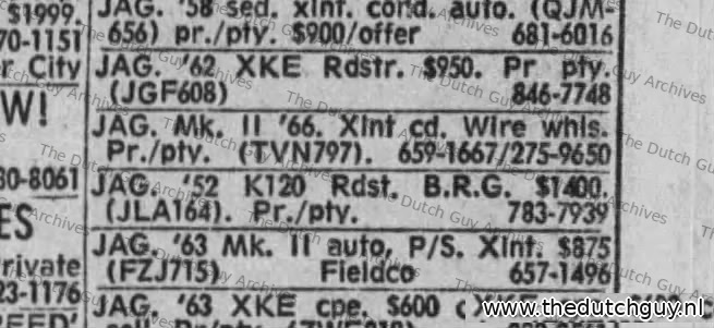 Jaguar Mk II classified, 29 January 1971, 659-1667
