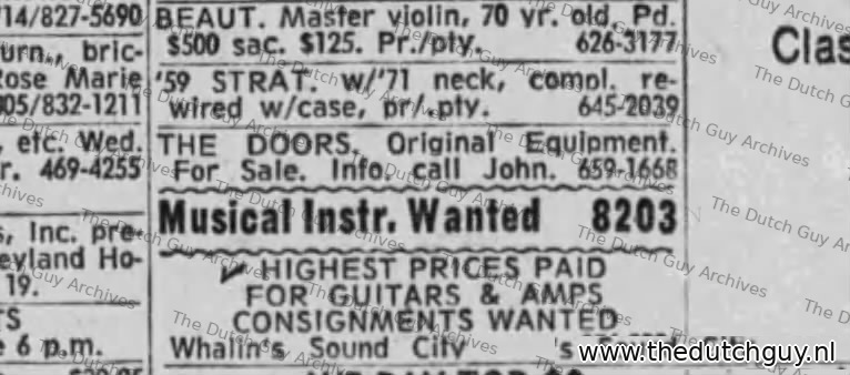 The Doors original equipment classified, 22 August 1973, 659-1668