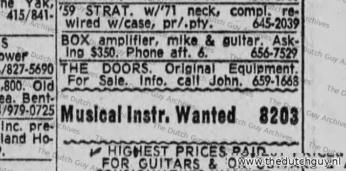 The Doors original equipment classified, 23 August 1973, 659-1668