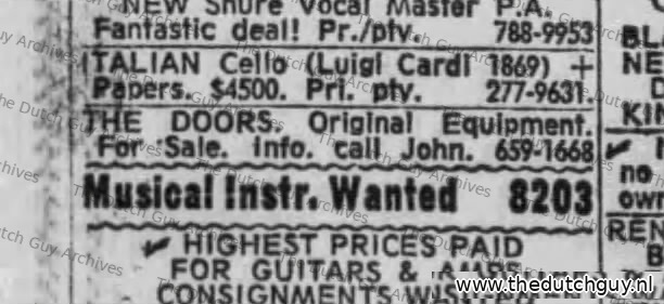 The Doors original equipment classified, 24 August 1973, 659-1668