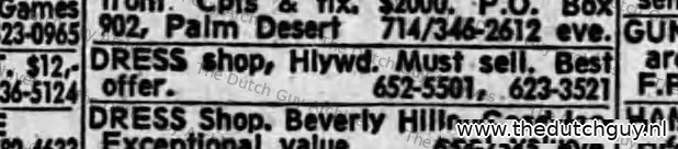 Dress shop Hollywood must sell classified, 26 April 1968