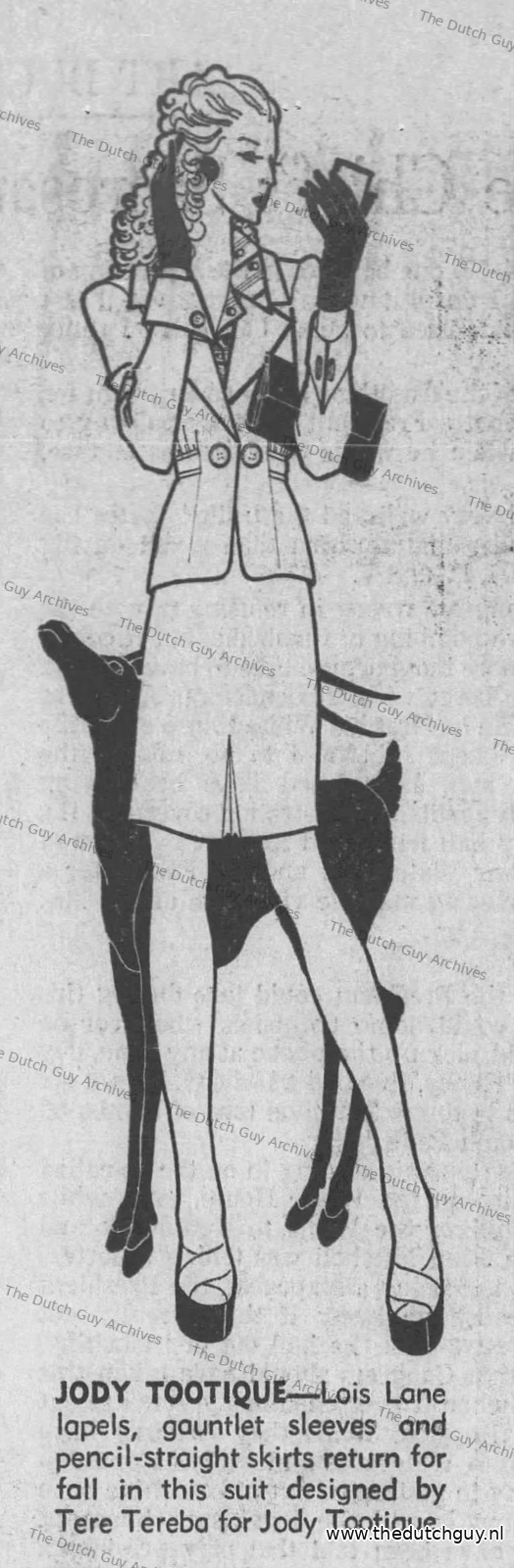 Fashion drawing, suit designed by Tere Tereba for Jody Tootique