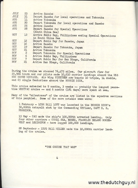 Cruise book itinerary from 23 July 1964