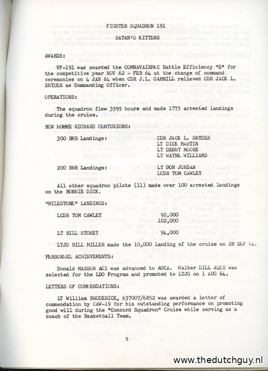 Cruise book page for Fighter Squadron 191, Air Wing 19