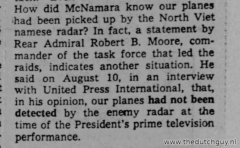 Newspaper cutting of Rear Admiral Robert B. Moore’s 10 August UPI interview