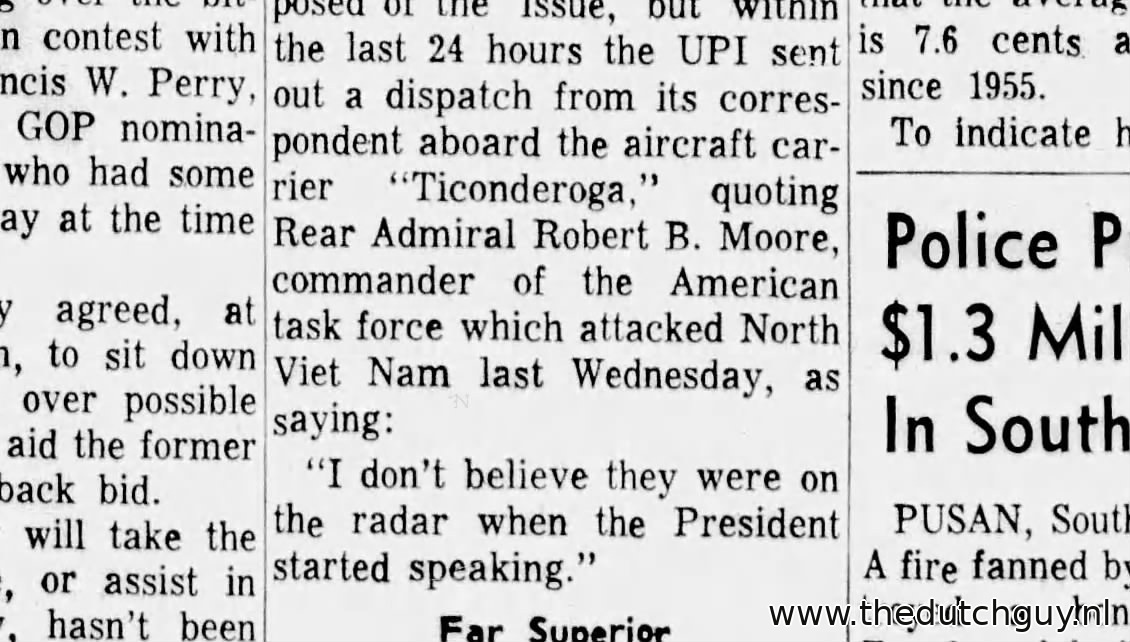 UPI dispatch from Ticonderoga quoting Rear Admiral Robert B. Moore