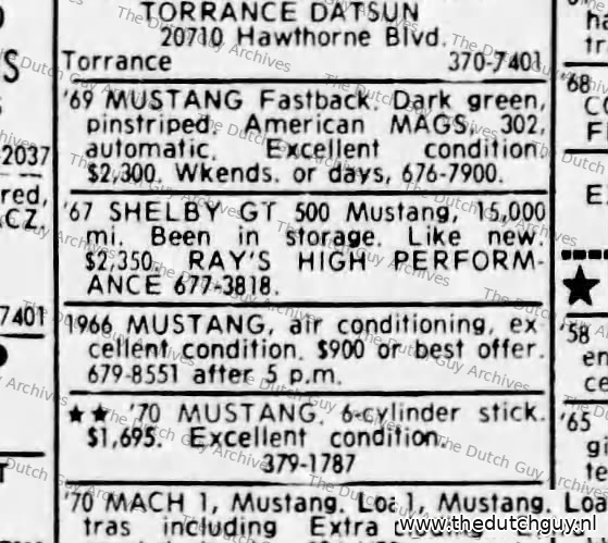 Classified, 11 August 1971, GT500 at Ray’s